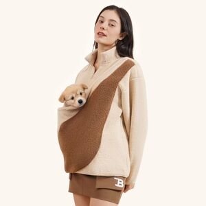 BeeLaunch Unisex - Fleece Sweater with Kangaroo pouch pet carriers.